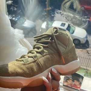Retro olive lux  woman’s air Jordan 11’s